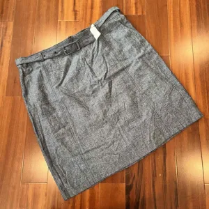 New NWT Banana Republic Dark Blue Skirt Mini Linen Chambray Belt Loops Size 14