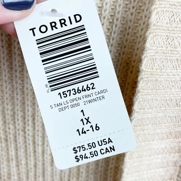 NEW Torrid Chunky Knit Cardigan Open Front Sweater in Butter Cream Plus Size 1X