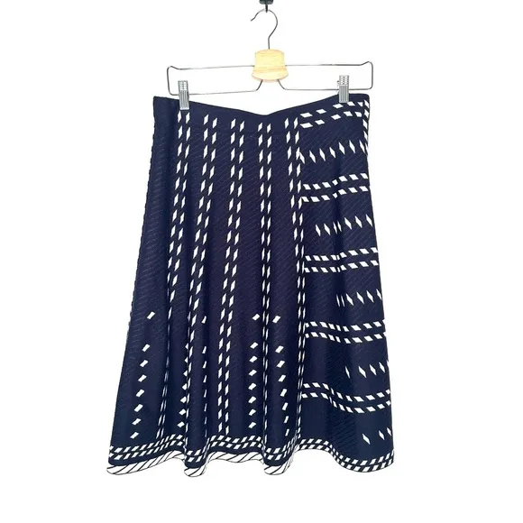Nic Zoe | Navy and White Falling Star Diamond A-line Sweater Skirt Size Medium