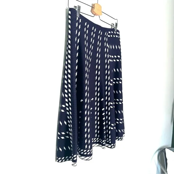 Nic Zoe | Navy and White Falling Star Diamond A-line Sweater Skirt Size Medium