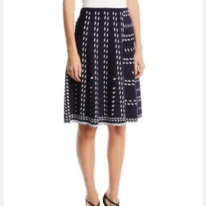 Nic Zoe | Navy and White Falling Star Diamond A-line Sweater Skirt Size Medium