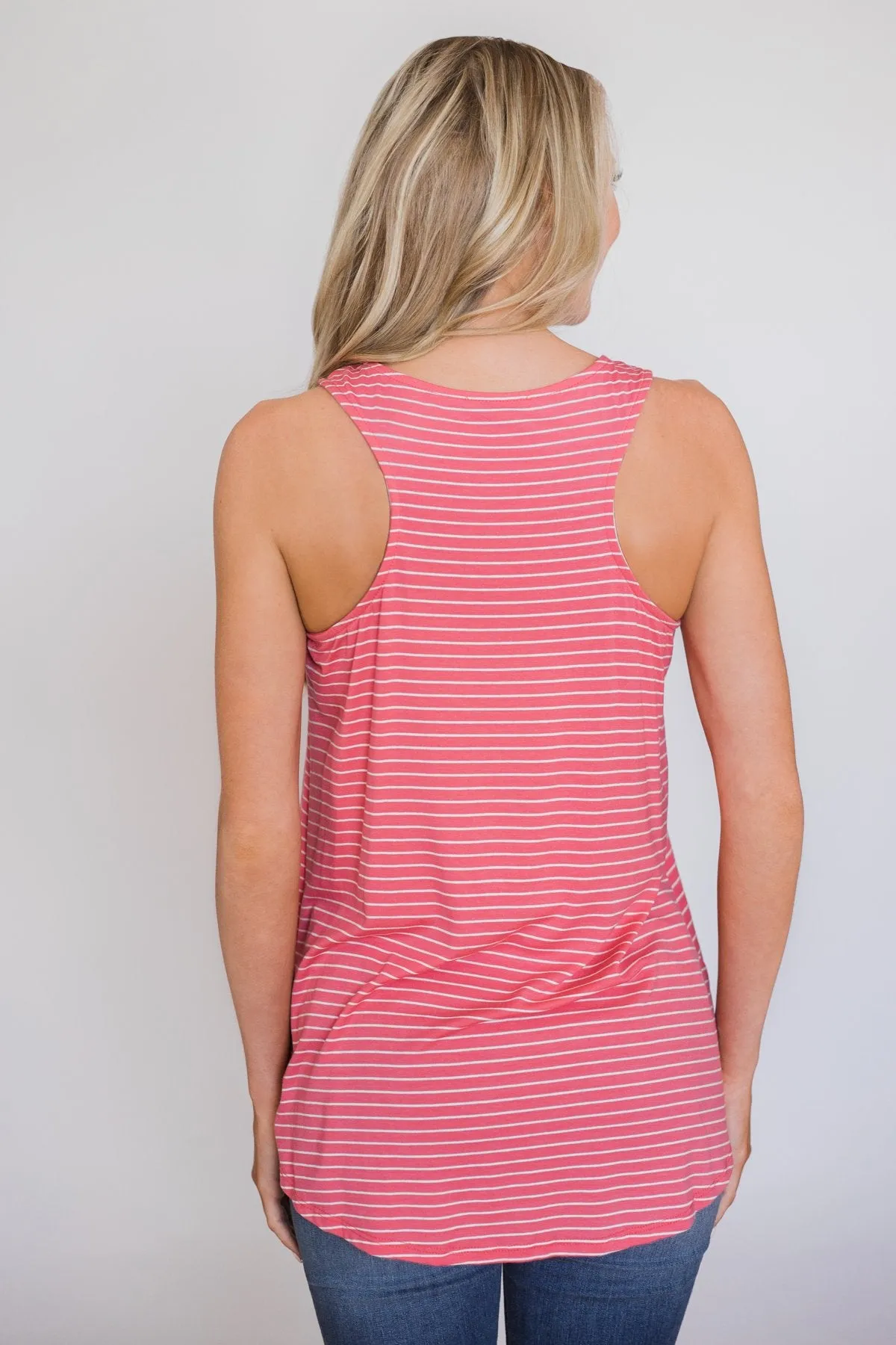 No Better Time Striped Tank Top- Pink