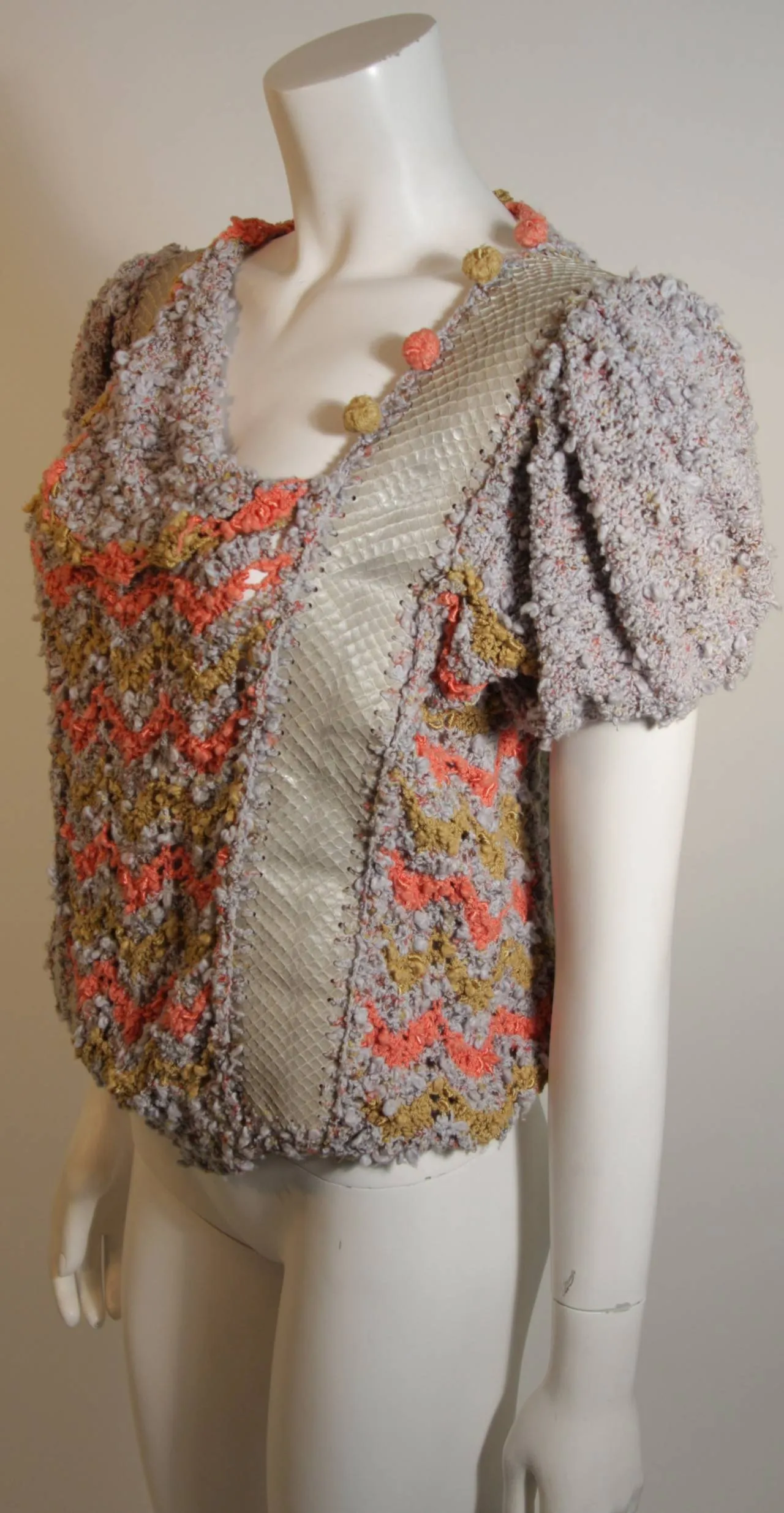 NORMA CANADA Handmade Knit Sweater with Snakeskin Inserts