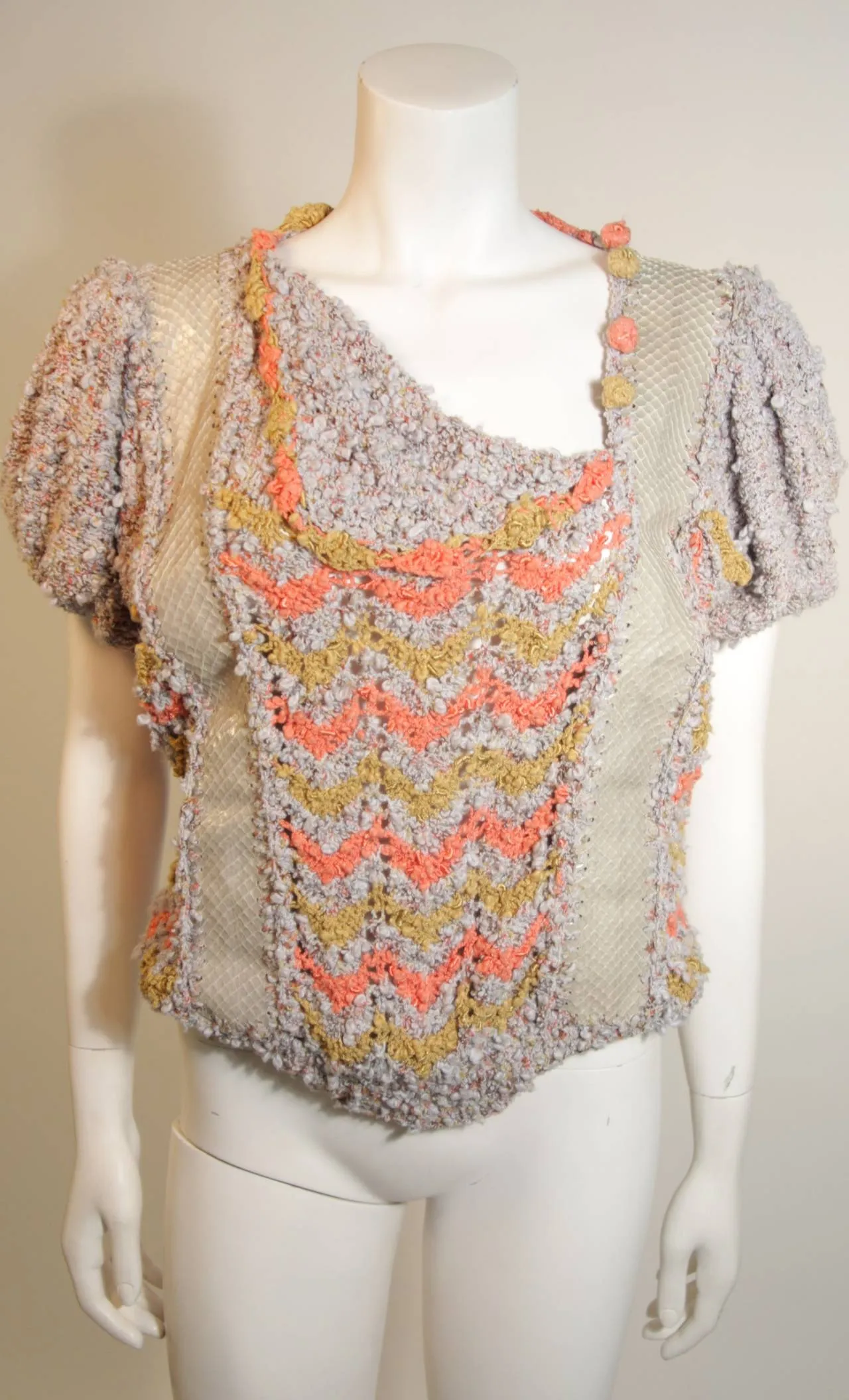 NORMA CANADA Handmade Knit Sweater with Snakeskin Inserts