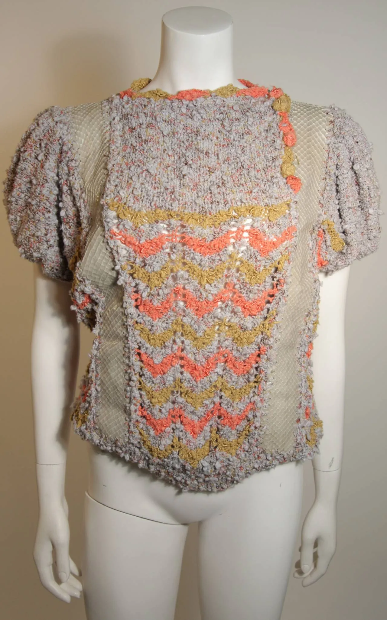 NORMA CANADA Handmade Knit Sweater with Snakeskin Inserts