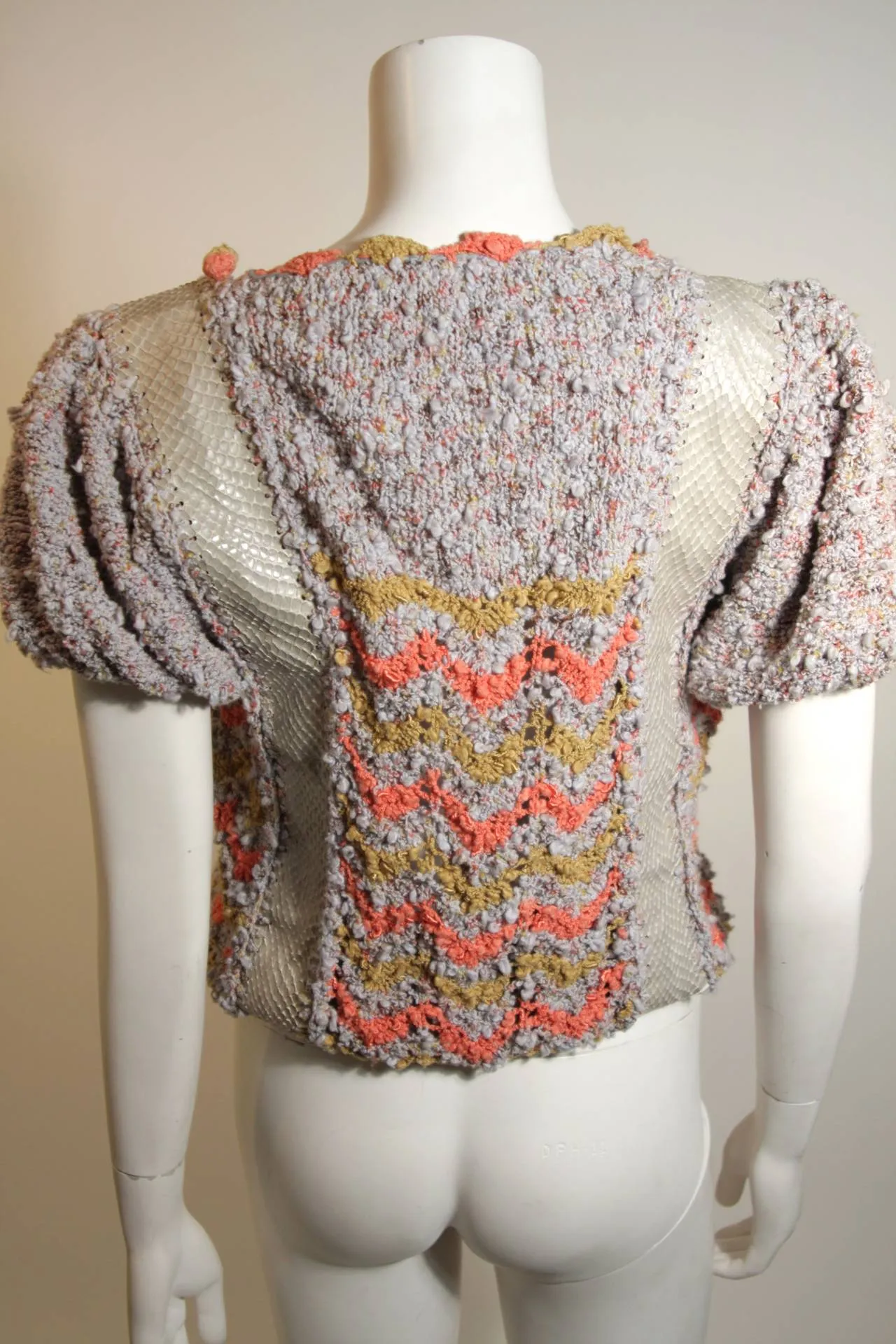 NORMA CANADA Handmade Knit Sweater with Snakeskin Inserts