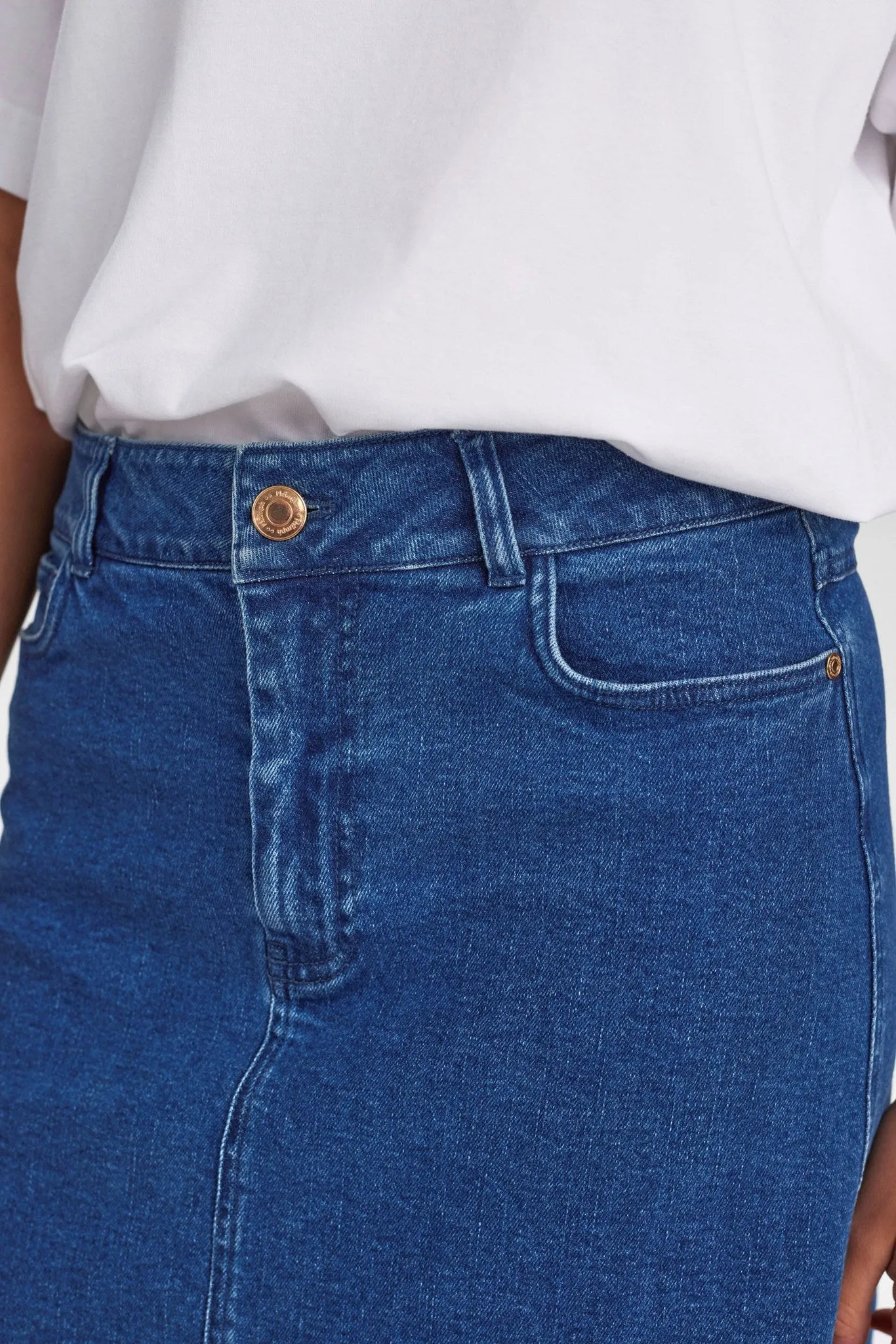 NULULU DENIM SKIRT - Medium Blue Denim