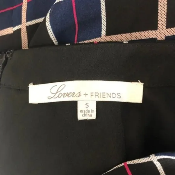 NWOT Lovers   Friends Plaid &amp; Lace Midi Skirt Sz. S