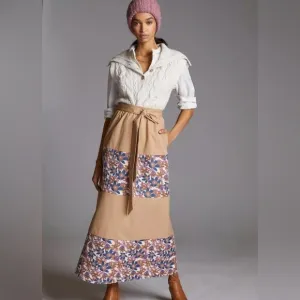 NWOT Sachin   Babi Anthropologie Jacquard Tiered Belted A-Line Maxi Skirt