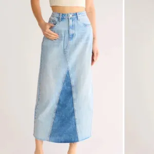 NWT blank nyc midi patchwork denim skirt size 27