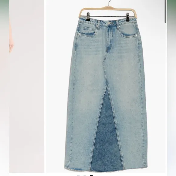 NWT blank nyc midi patchwork denim skirt size 27