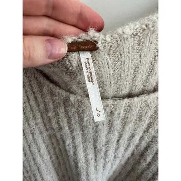 NWT Free People Katie Pullover Sweater in Sand Dollar Combo White Soft Women's L