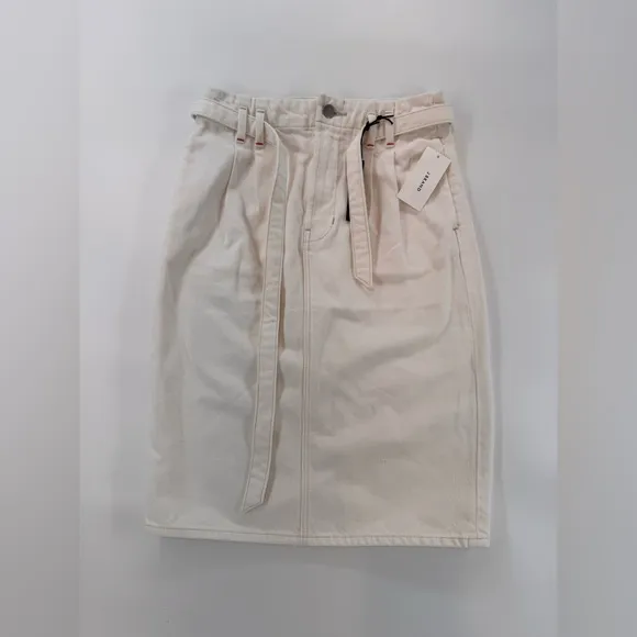 NWT J Brand Women’s White Denim Knee Length Skirt Size 25