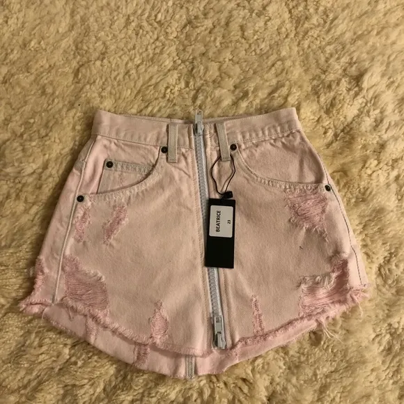 NWT LF Pink Beatrice Zip Front Skirt