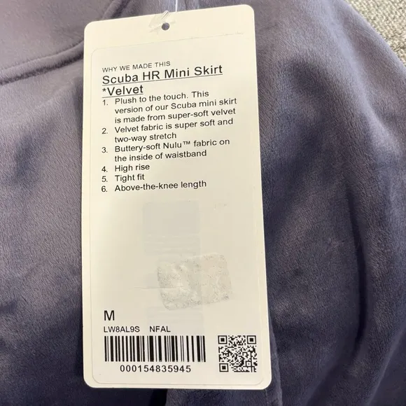 NWT Lululemon Scuba High Rise Mini Skirt Velvet Size Medium In Nightfall