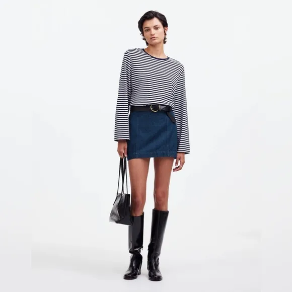 NWT Madewell Denim Seamed Mini Skirt in Maytown Wash - 25 - Maytown Wash