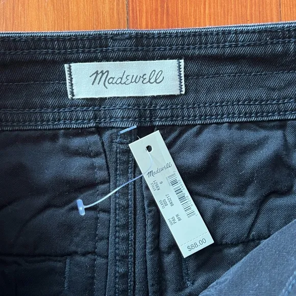 NWT - Madewell Stretch Denim A-line Mini Skirt in Black Frost -Size 6
