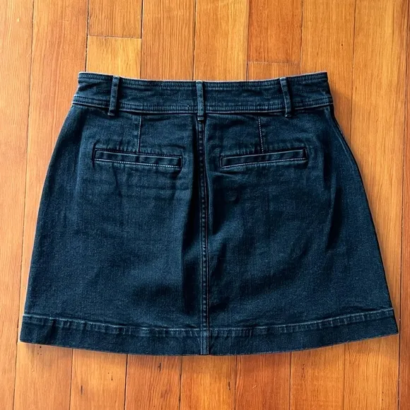 NWT - Madewell Stretch Denim A-line Mini Skirt in Black Frost -Size 6