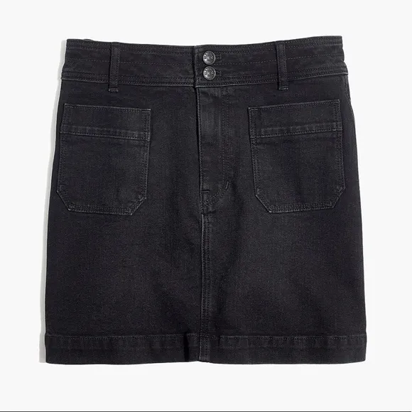 NWT - Madewell Stretch Denim A-line Mini Skirt in Black Frost -Size 6