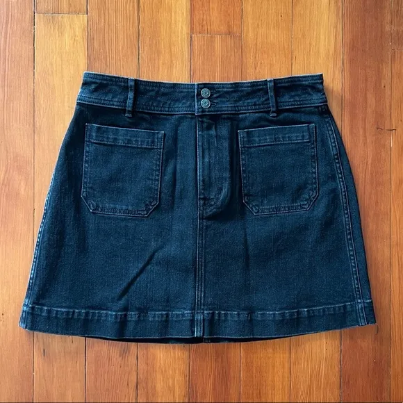NWT - Madewell Stretch Denim A-line Mini Skirt in Black Frost -Size 6