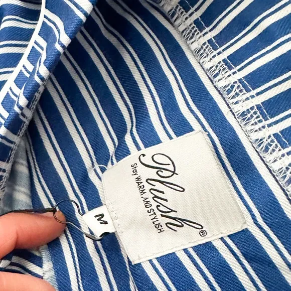 NWT- PLUSH Revolve Striped Sleep Dress Blue &amp; White