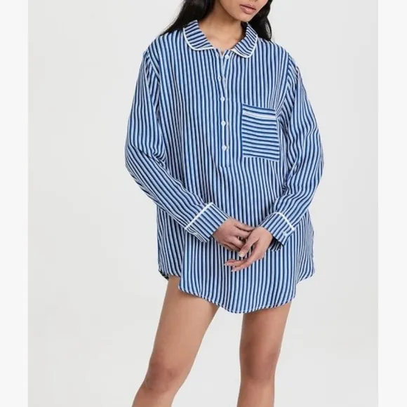 NWT- PLUSH Revolve Striped Sleep Dress Blue &amp; White