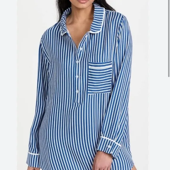 NWT- PLUSH Revolve Striped Sleep Dress Blue &amp; White