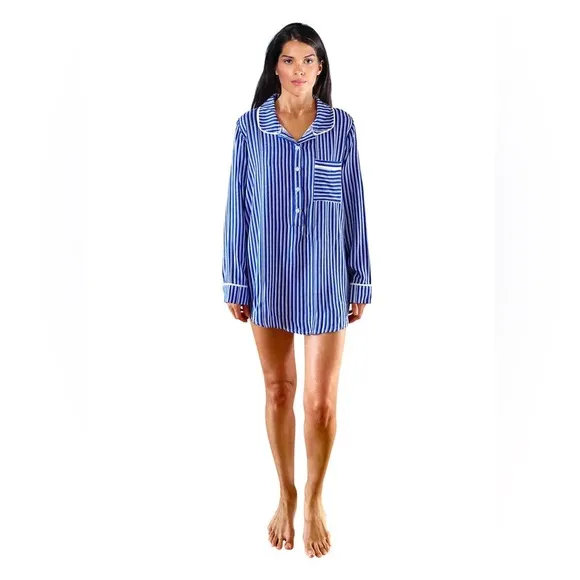 NWT- PLUSH Revolve Striped Sleep Dress Blue &amp; White