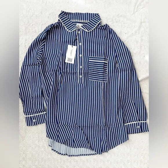 NWT- PLUSH Revolve Striped Sleep Dress Blue &amp; White