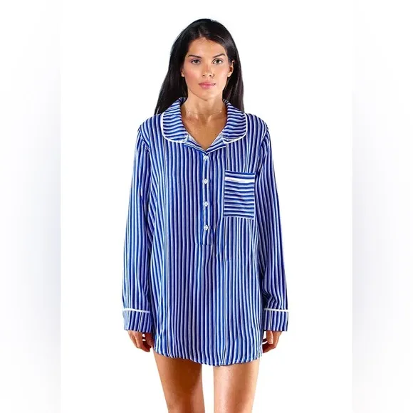 NWT- PLUSH Revolve Striped Sleep Dress Blue &amp; White
