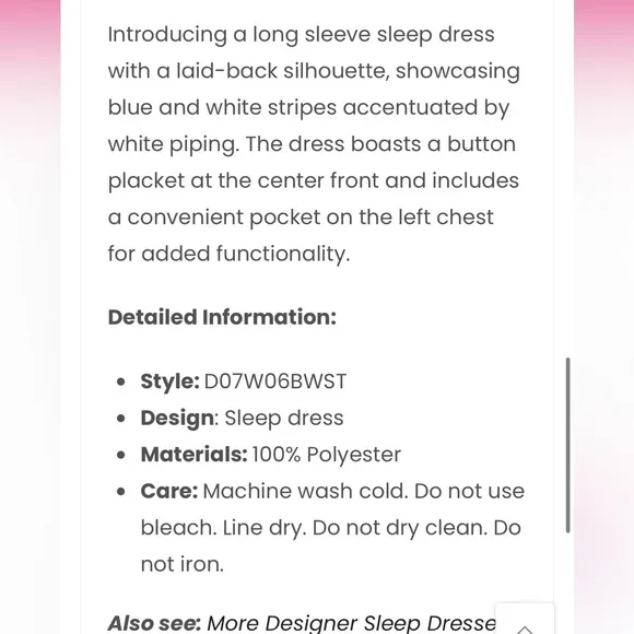 NWT- PLUSH Revolve Striped Sleep Dress Blue &amp; White
