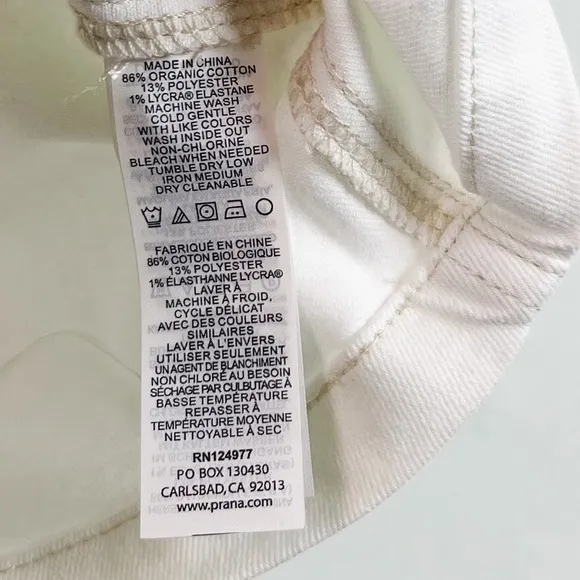 NWT Prana Broadway Denim Mid Thigh Zip Detail Skirt in White