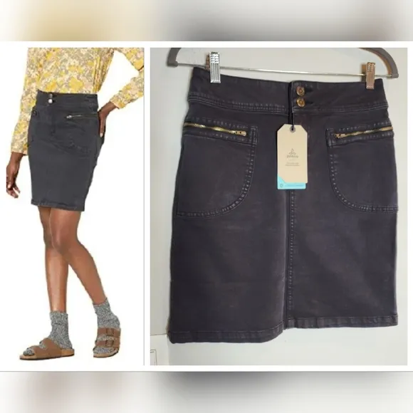 NWT Prana Stretch Denim Grey Broadway Skirt women's size 4