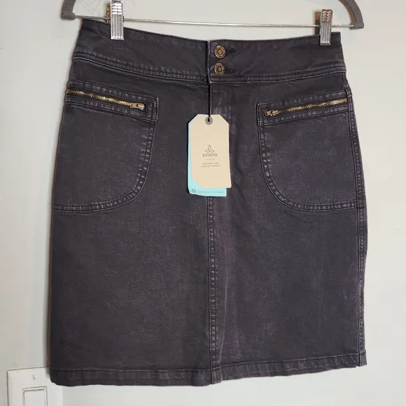 NWT Prana Stretch Denim Grey Broadway Skirt women's size 4