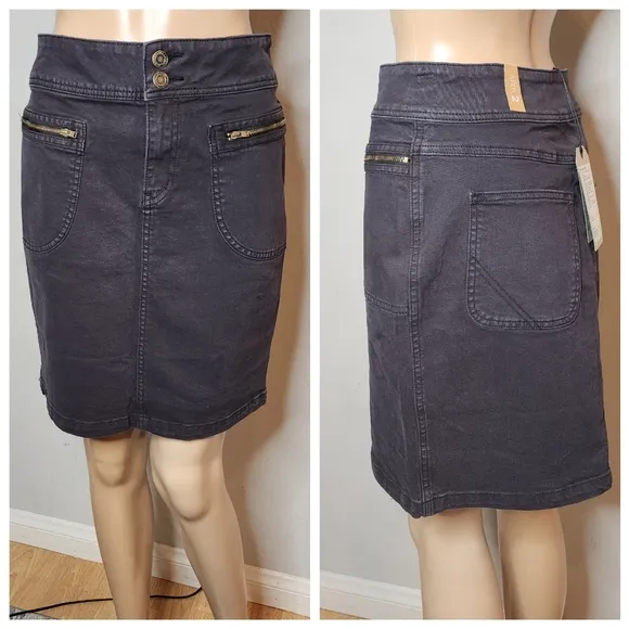 NWT Prana Stretch Denim Grey Broadway Skirt women's size 4