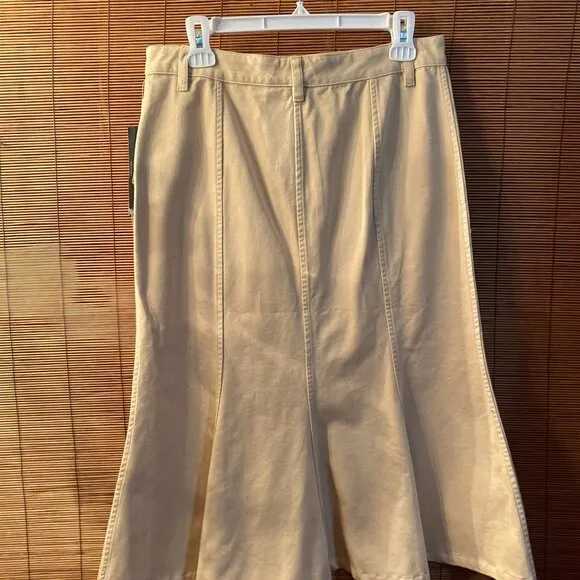 NWT Ralph Lauren Denim Beige Trumpet Skirt Size 6 Waist 32&quot; Length 29&quot;