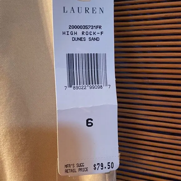 NWT Ralph Lauren Denim Beige Trumpet Skirt Size 6 Waist 32&quot; Length 29&quot;
