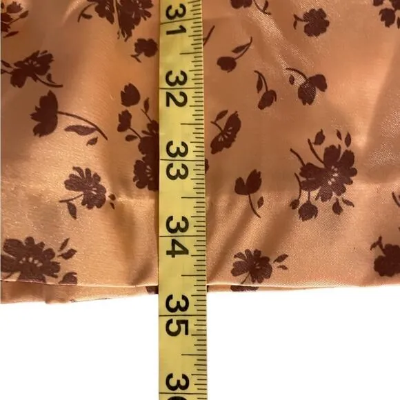 NWT Zara Midi SKIRT Womens M Gold Floral Silk High Waisted Slit Casual Classy