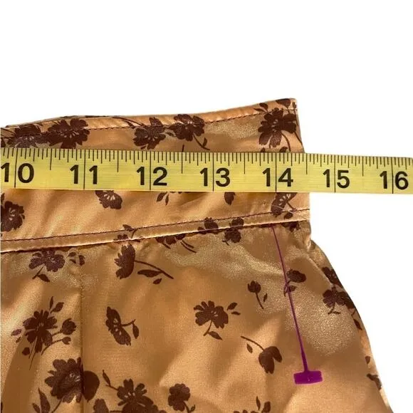 NWT Zara Midi SKIRT Womens M Gold Floral Silk High Waisted Slit Casual Classy