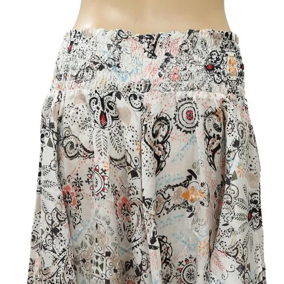 Odd Molly Anthropologie Floral Printed Smocked Mini Skirt High Waisted L3