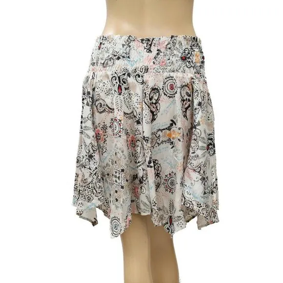 Odd Molly Anthropologie Floral Printed Smocked Mini Skirt High Waisted L3