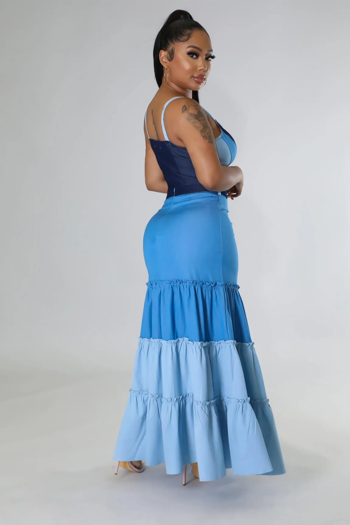 Off To Paradise Denim Skirt Set