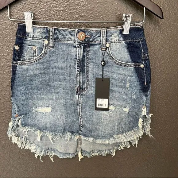 One Teaspoon 2020 Mini High Waist Denim Skirt in Superstar Blue size 23