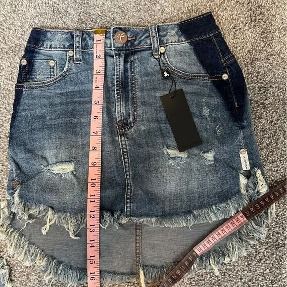 One Teaspoon 2020 Mini High Waist Denim Skirt in Superstar Blue size 23