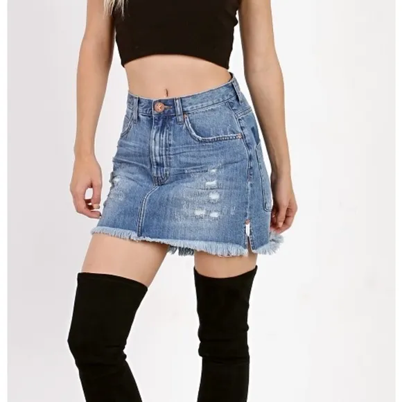 One Teaspoon Mini Skirt Pacifica Denim Skirt