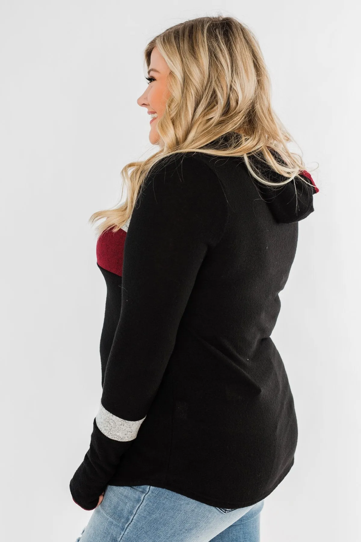 Only A Matter Of Time Hoodie- Black & Burgundy