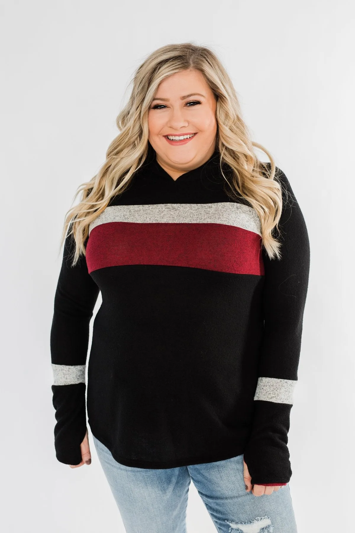Only A Matter Of Time Hoodie- Black & Burgundy