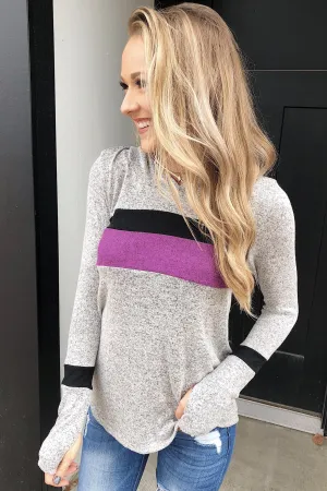 Only A Matter Of Time Hoodie- Heather Grey & Purple