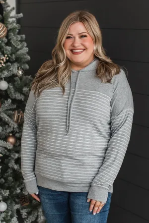 Only Yours Hooded Knit Top- Heather Grey