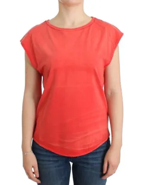 Orange cap sleeve cotton t-shirt